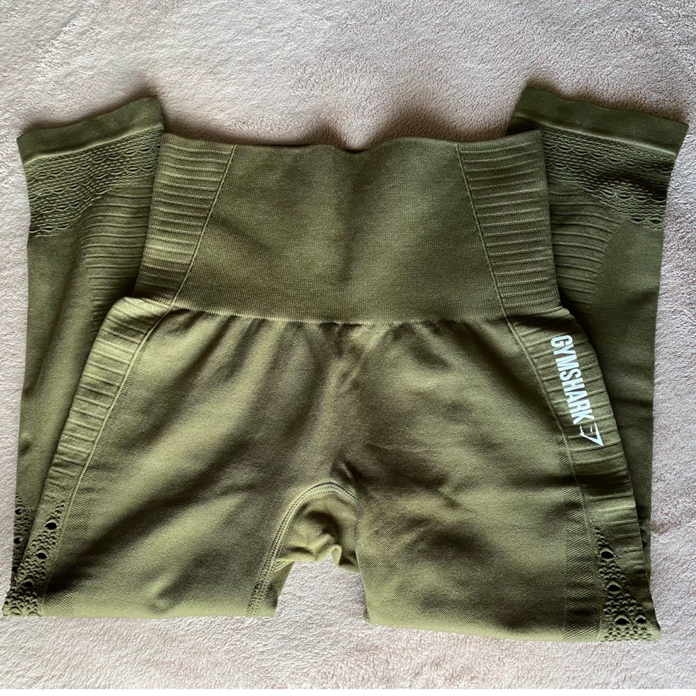 Gymshark Cropped Energy Leggings - Olive Green
